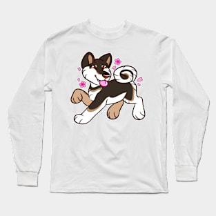 Happy Shibe - Black and Tan Long Sleeve T-Shirt